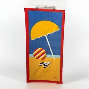 Terrimondo‎ Beach Towel 28x54 Multicolor Umbrella Beach Ball Vintage Retro